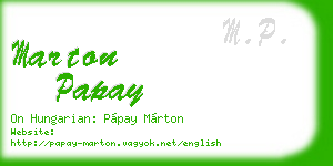 marton papay business card